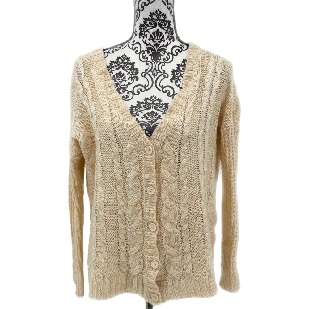 Pink Rose Premium Women's Cable Knit Button Down Cardigan Sweater